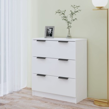 vidaXL Συρταριέρα Γυαλιστερό Λευκό 60x30 x70cm Επεξεργασμένο Ξύλο 1 τεμ.