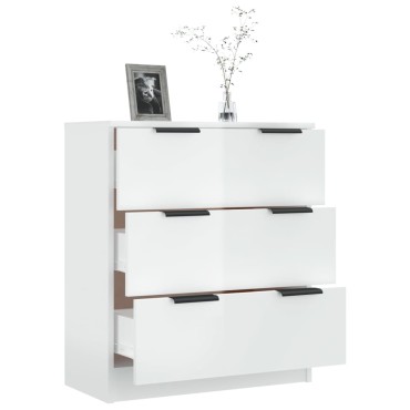 vidaXL Συρταριέρα Γυαλιστερό Λευκό 60x30 x70cm Επεξεργασμένο Ξύλο 1 τεμ.