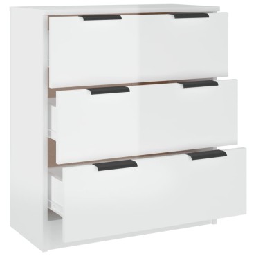 vidaXL Συρταριέρα Γυαλιστερό Λευκό 60x30 x70cm Επεξεργασμένο Ξύλο 1 τεμ.