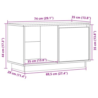 vidaXL Έπιπλο Τηλεόρασης 74x35x44cm από Μασίφ Ξύλο Πεύκου