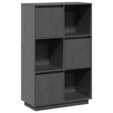 vidaXL Ντουλάπι Ψηλό Γκρι 74x35x117cm από Μασίφ Ξύλο Πεύκου 1 τεμ.