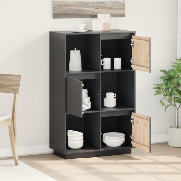 vidaXL Ντουλάπι Ψηλό Γκρι 74x35x117cm από Μασίφ Ξύλο Πεύκου 1 τεμ.