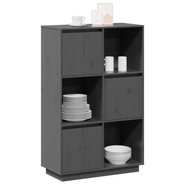 vidaXL Ντουλάπι Ψηλό Γκρι 74x35x117cm από Μασίφ Ξύλο Πεύκου 1 τεμ.