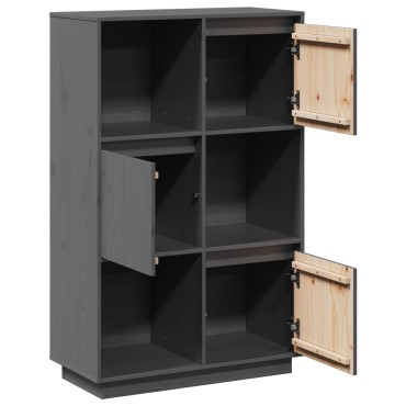 vidaXL Ντουλάπι Ψηλό Γκρι 74x35x117cm από Μασίφ Ξύλο Πεύκου 1 τεμ.