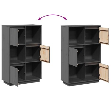 vidaXL Ντουλάπι Ψηλό Γκρι 74x35x117cm από Μασίφ Ξύλο Πεύκου 1 τεμ.