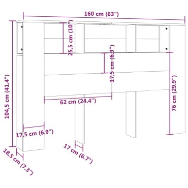 vidaXL Κεφαλάρι Με Αποθηκευτικό Χώρο Λευκό 160x18,5x104,5cm 1 τεμ.