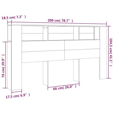vidaXL Κεφαλάρι Με Αποθηκευτικό Χώρο Λευκό 200x18,5x104,5cm 1 τεμ.