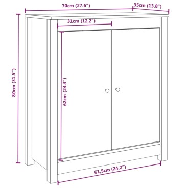 vidaXL Ντουλάπια 2 τεμ. 70x35x80cm από Μασίφ Ξύλο Πεύκου
