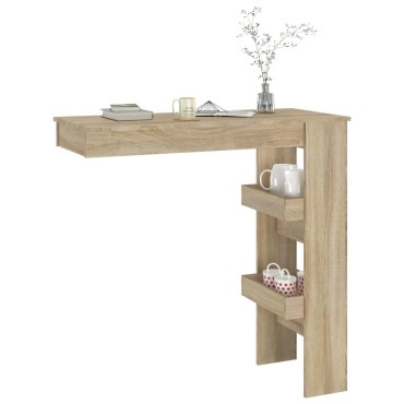 vidaXL Τραπέζι Μπαρ Τοίχου Sonoma Δρυς 102x45x103,5cm Επεξεργ. Ξύλο 1 τεμ.