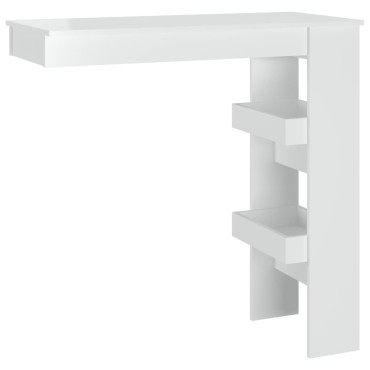 vidaXL Τραπέζι Μπαρ Τοίχου Γυαλ. Λευκό 102x45x103,5cm Επεξεργ. Ξύλο 1 τεμ.