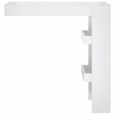vidaXL Τραπέζι Μπαρ Τοίχου Γυαλ. Λευκό 102x45x103,5cm Επεξεργ. Ξύλο 1 τεμ.