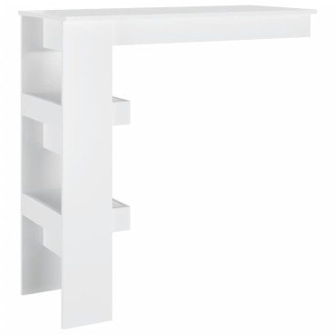 vidaXL Τραπέζι Μπαρ Τοίχου Γυαλ. Λευκό 102x45x103,5cm Επεξεργ. Ξύλο 1 τεμ.