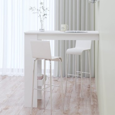 vidaXL Τραπέζι Μπαρ Τοίχου Γυαλ. Λευκό 102x45x103,5cm Επεξεργ. Ξύλο 1 τεμ.