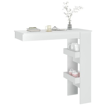 vidaXL Τραπέζι Μπαρ Τοίχου Γυαλ. Λευκό 102x45x103,5cm Επεξεργ. Ξύλο 1 τεμ.