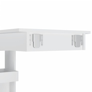 vidaXL Τραπέζι Μπαρ Τοίχου Γυαλ. Λευκό 102x45x103,5cm Επεξεργ. Ξύλο 1 τεμ.