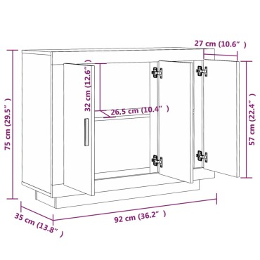 vidaXL Ντουλάπι Γκρι Σκυροδέματος 92x35x75cm Επεξεργασμένο Ξύλο 1 τεμ.