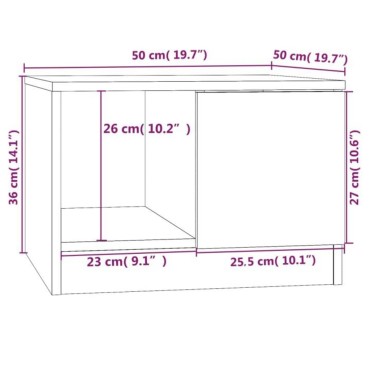 vidaXL Τραπεζάκι Σαλονιού Μαύρο 50x50x36cm από Επεξεργασμένο Ξύλο 1 τεμ.