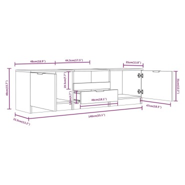 vidaXL Έπιπλο Τηλεόρασης Μαύρο 140x35x40 εκ. από Επεξεργασμένο Ξύλο