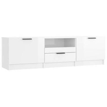 vidaXL Έπιπλο Τηλεόρασης Γυαλ. Λευκό 140x35x40cm από Επεξεργ. Ξύλο