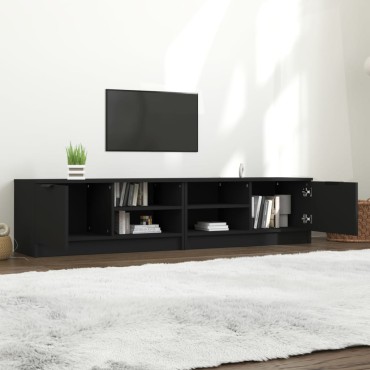 vidaXL Έπιπλα Τηλεόρασης 2 τεμ. Μαύρα 80x35x36,5cm Επεξεργ. Ξύλο