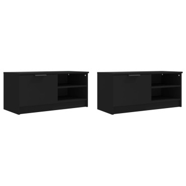 vidaXL Έπιπλα Τηλεόρασης 2 τεμ. Μαύρα 80x35x36,5cm Επεξεργ. Ξύλο