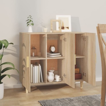 vidaXL Ντουλάπι Sonoma δρυς 90x34x80cm Επεξεργασμένο Ξύλο 1 τεμ.