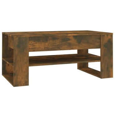 vidaXL Τραπεζάκι Σαλονιού Καπνιστή Δρυς 102x55x45cm Επεξεργ. Ξύλο 1 τεμ.