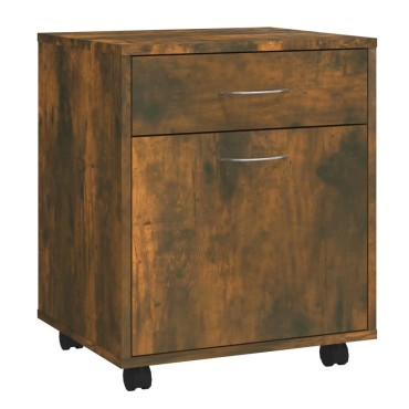 vidaXL Ντουλάπι Με Ροδάκια Καπνιστή Δρυς 45x38x54cm Επεξεργ. Ξύλο 1 τεμ.