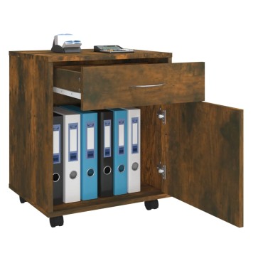 vidaXL Ντουλάπι Με Ροδάκια Καπνιστή Δρυς 45x38x54cm Επεξεργ. Ξύλο 1 τεμ.