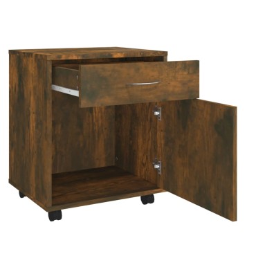 vidaXL Ντουλάπι Με Ροδάκια Καπνιστή Δρυς 45x38x54cm Επεξεργ. Ξύλο 1 τεμ.