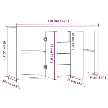 vidaXL Μπουφές Καπνιστή Δρυς 120x36x69cm από Επεξεργασμένο Ξύλο 1 τεμ.