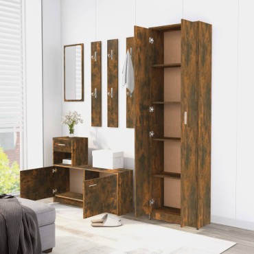 vidaXL Ντουλάπα Χολ Καπνιστή Δρυς 55x25x189cm από Επεξεργ. Ξύλο 1 τεμ.