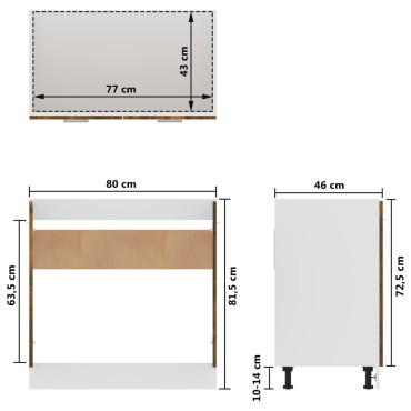 vidaXL Ντουλάπι Νεροχύτη Καπνιστή Δρυς 80x46x81,5cm Επεξεργ. Ξύλο 1 τεμ.