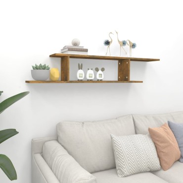 vidaXL Ράφι Τηλεόρασης Επιτοίχιο Καπν. Δρυς 125x18x23cm Επεξεργ. Ξύλο 1 τεμ.