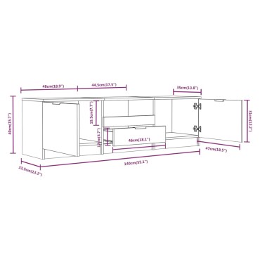 vidaXL Έπιπλο Τηλεόρασης Καπνιστή Δρυς 140x35x40cm Επεξεργασμένο Ξύλο