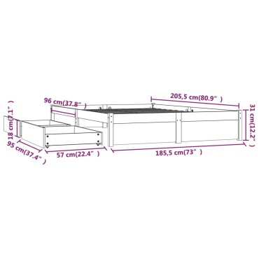 vidaXL Πλαίσιο Κρεβατιού Συρτάρια 180x200cm Super King Size 1 τεμ. - Διπλό