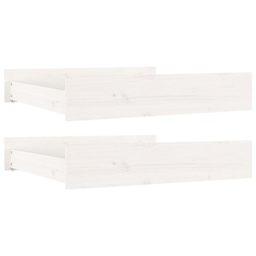 vidaXL Συρτάρια Κρεβατιού 2 τεμ. Λευκά από Μασίφ Ξύλο Πεύκου 90x93x18cm  - Μονό