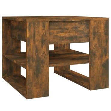 vidaXL Τραπεζάκι Σαλονιού Καπνιστή Δρυς 55,5x55x45cm Επεξεργ. Ξύλο 1 τεμ.