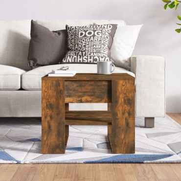 vidaXL Τραπεζάκι Σαλονιού Καπνιστή Δρυς 55,5x55x45cm Επεξεργ. Ξύλο 1 τεμ.