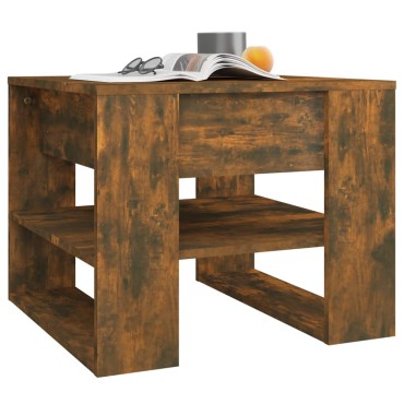 vidaXL Τραπεζάκι Σαλονιού Καπνιστή Δρυς 55,5x55x45cm Επεξεργ. Ξύλο 1 τεμ.