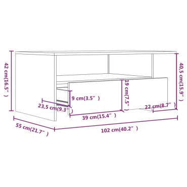 vidaXL Τραπεζάκι Σαλονιού Καπνιστή Δρυς 102x55x42cm Επεξεργασμένο Ξύλο 1 τεμ.
