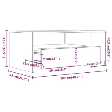 vidaXL Τραπεζάκι Σαλονιού Γκρι Sonoma 102x55x42cm Επεξεργασμένο Ξύλο 1 τεμ.