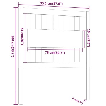 vidaXL Κεφαλάρι Κρεβατιού Μελί 95,5x4x100cm από Μασίφ Ξύλο Πεύκου 1 τεμ.