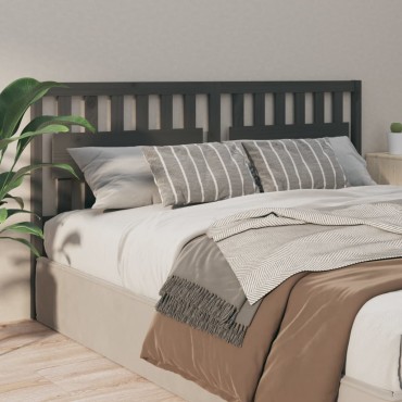 vidaXL Κεφαλάρι Κρεβατιού Γκρι 185,5x4x100cm από Μασίφ Ξύλο Πεύκου 1 τεμ.