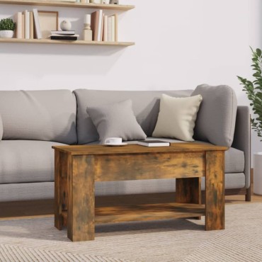 vidaXL Τραπεζάκι Σαλονιού Καπνιστή Δρυς 101x49x52cm Επεξεργ. Ξύλο 1 τεμ.