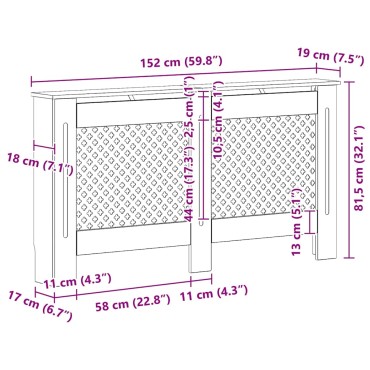 vidaXL Κάλυμμα Καλοριφέρ Λευκό 152 x 19 x 81,5 εκ. από MDF