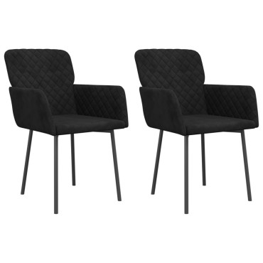 vidaXL Καρέκλες Τραπεζαρίας 2 τεμ. Μαύρες Βελούδινες 51,5x61x78,5cm