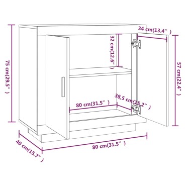 vidaXL Ντουλάπι Γκρι Σκυροδέματος 80x40x75cm Επεξεργασμένο Ξύλο 1 τεμ.