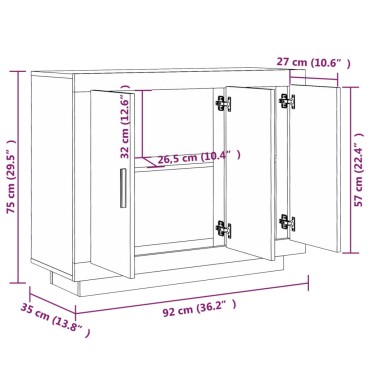 vidaXL Ντουλάπι Λευκό 92x35x75cm από Επεξεργασμένο Ξύλο 1 τεμ.