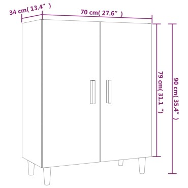 vidaXL Ντουλάπι Γκρι Σκυροδέματος 70x34x90cm Επεξεργασμένο Ξύλο 1 τεμ.
